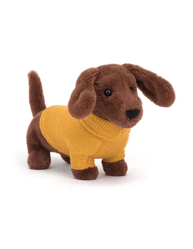 Jellycat Knuffel Sweater Sausage Dog Yellow